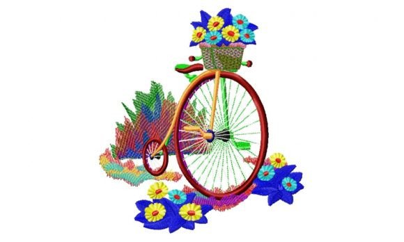 A Cute Bicycle Embroidery Design for Boutique Apparel