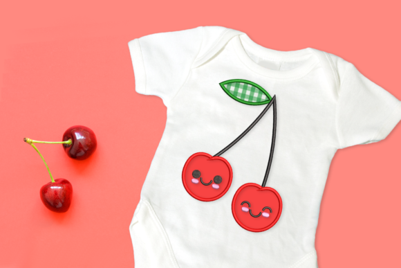 Cartoon Cherries Embroidery Design for Boutique Apparel