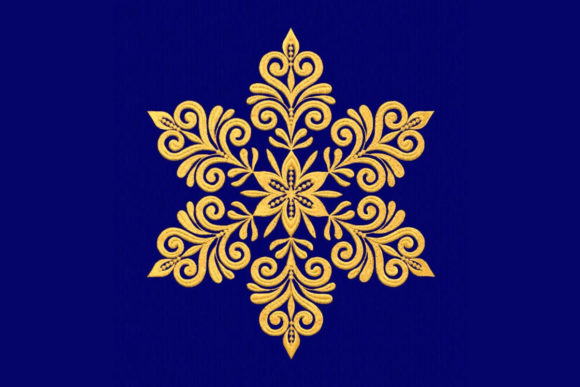 Gold Snowflake: A Festive Embroidery Design