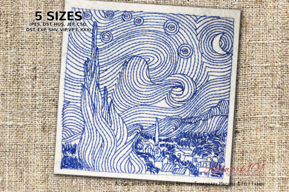 Starry Night by Van Gogh Redwork: A Holiday Gem